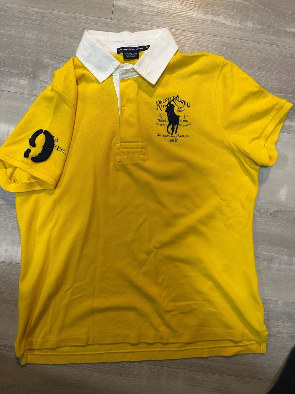 Ralph Lauren Sport Yellow Short Sleeve Graphic Rugby Polo Shirt
